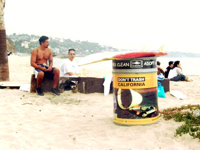 Image of a Don't Trash California trash can wrap