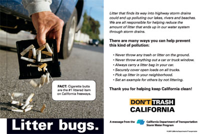 Picture of a 'Don't Trash California' print ad Picture of a 'Don't Trash California' print ad