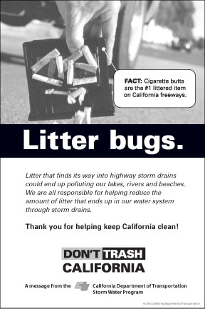Picture of a 'Don't Trash California' print ad Picture of a 'Don't Trash California' print ad